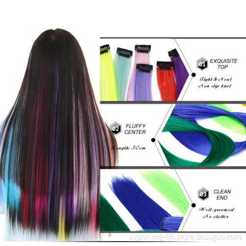 Synthetic Ombre Straight Hair Extensions For Women Girl With Clip Hair One Piece Clip In Hair Extensions
